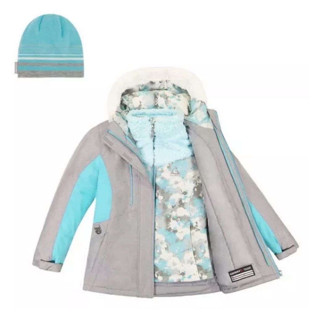 Children's Gray and Blue 3 in 1 Jacket with Hat